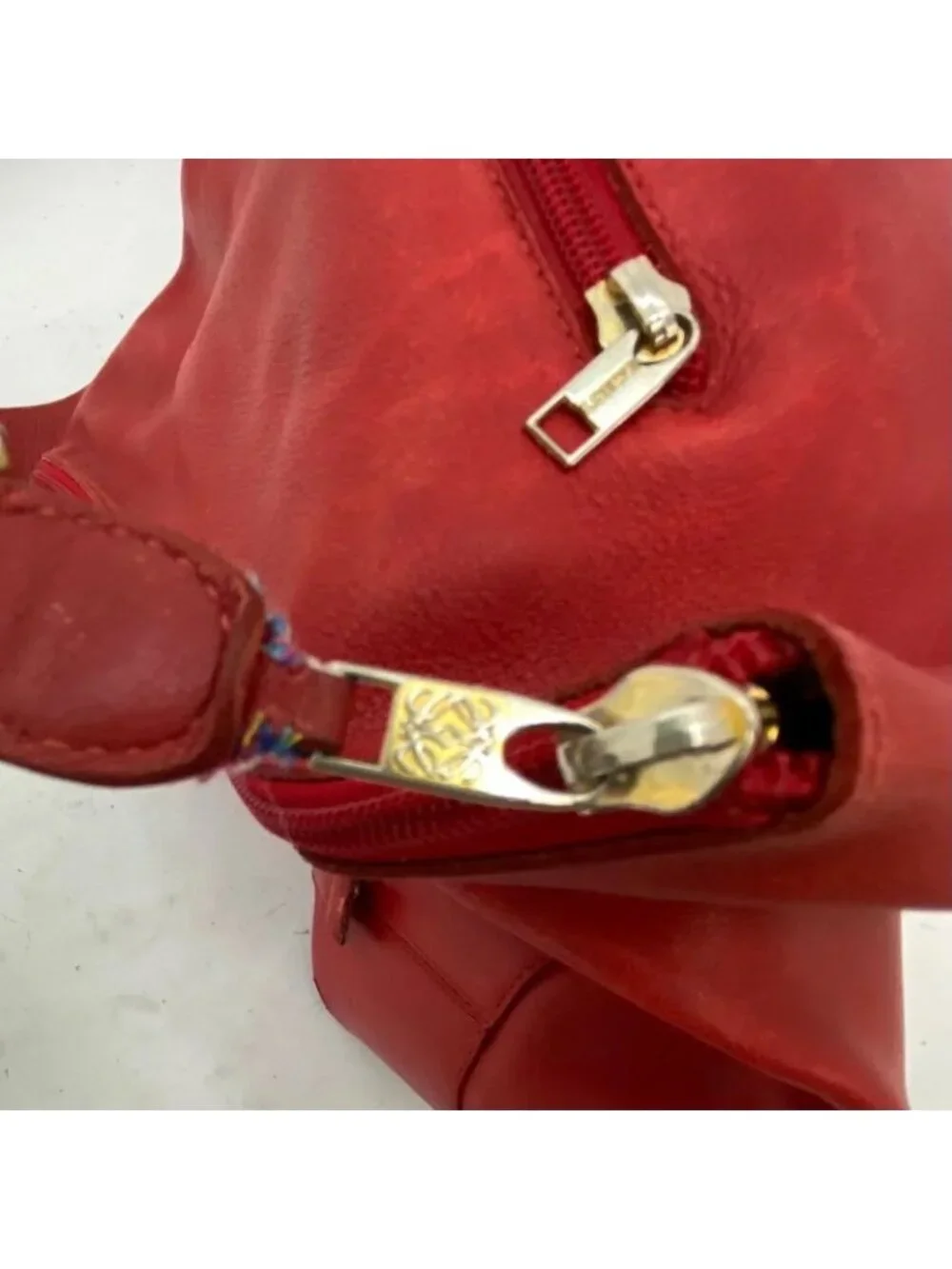 Loewe Shoulder Bag Anagram Leather Red Backpack Travel - Picture 12 of 15